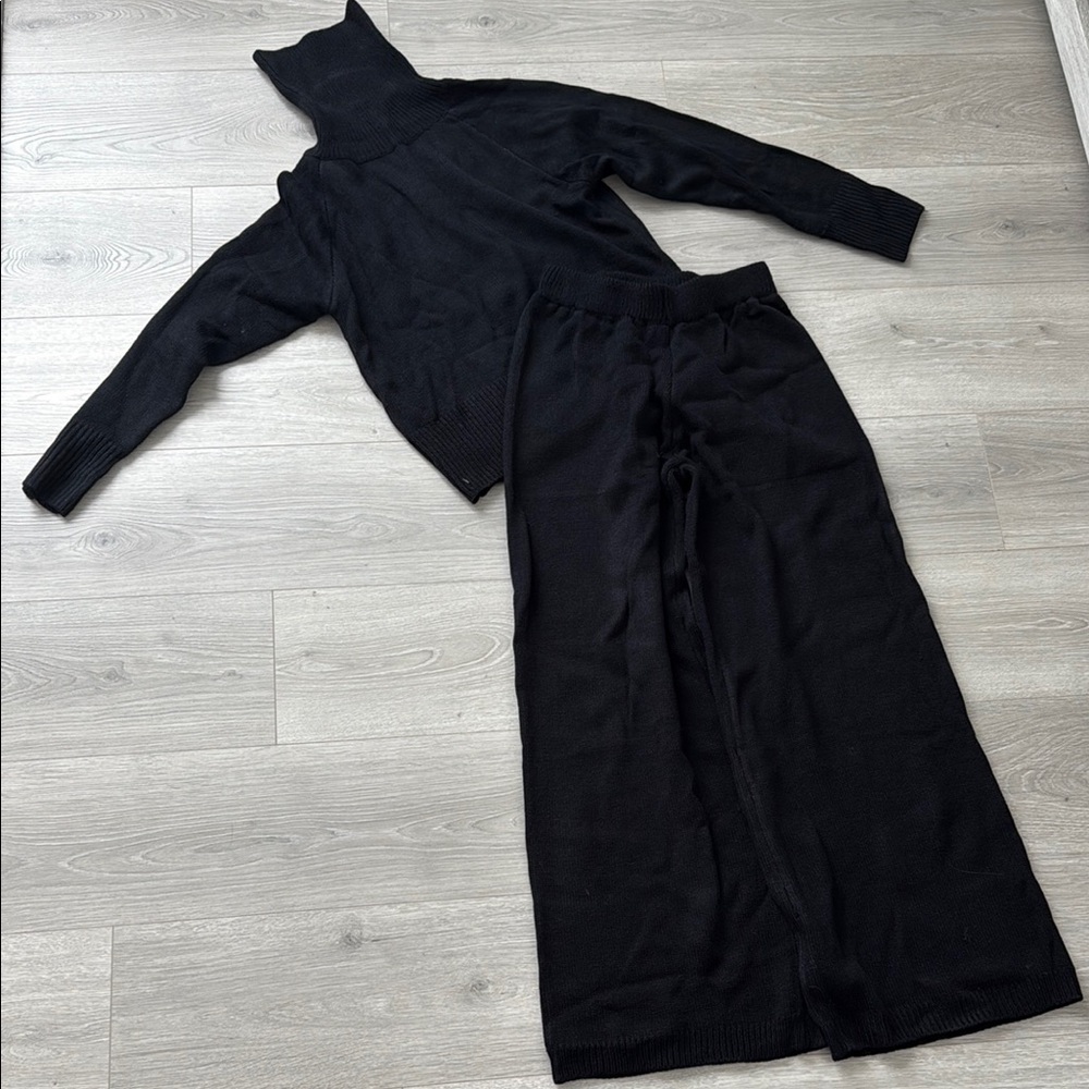 SHEIN Black Cowl Neck Sweater Set